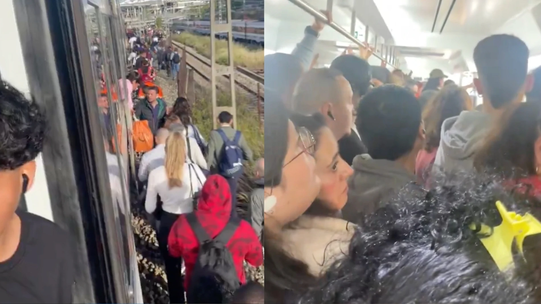 Retrasos en C-2, C-7 y C-8 de Cercanías tras desalojar los pasajeros un tren averiado y llegar andando hasta Atocha
