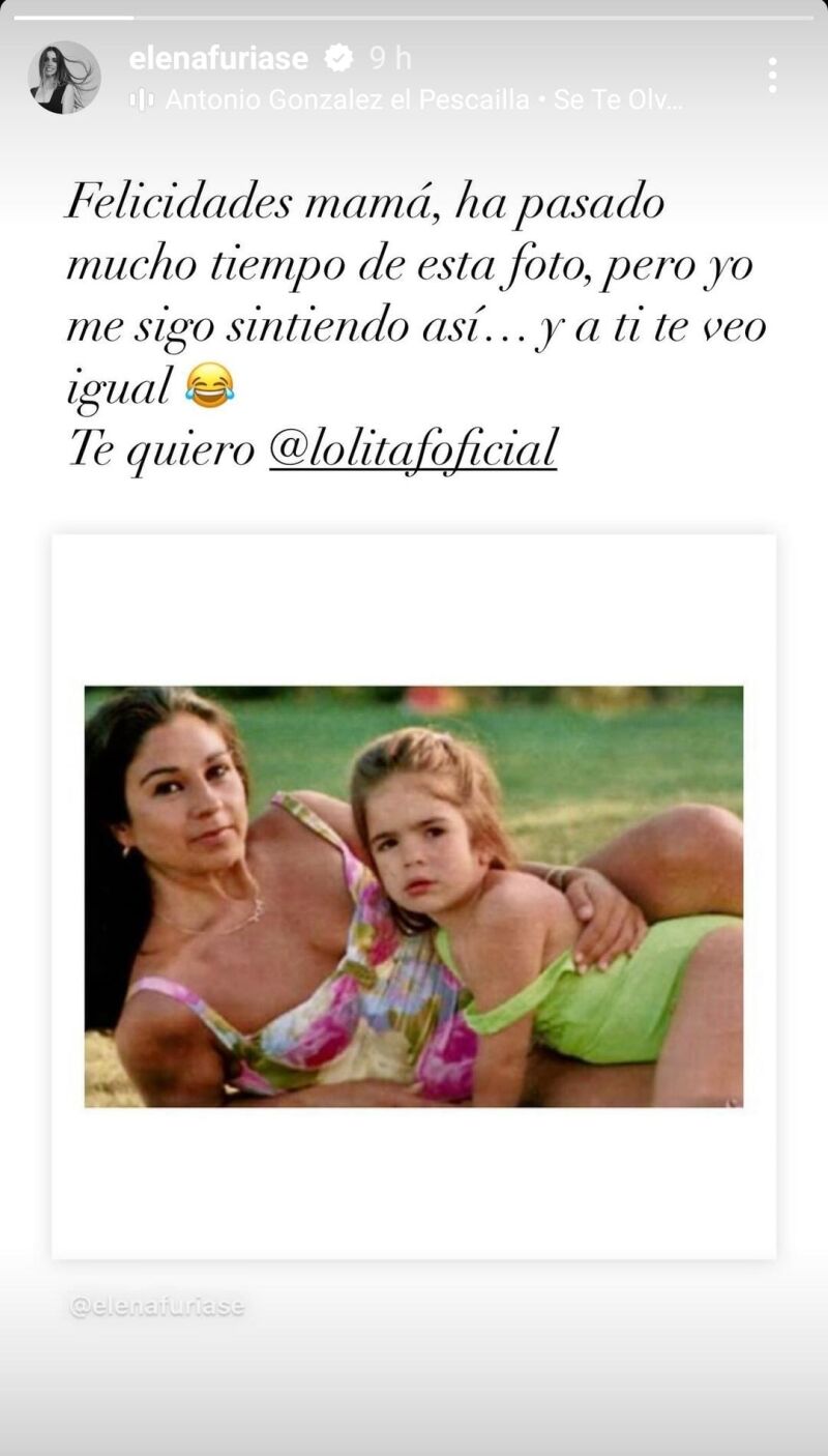 Elena Furiase felicita a su madre por su cumpleaños
