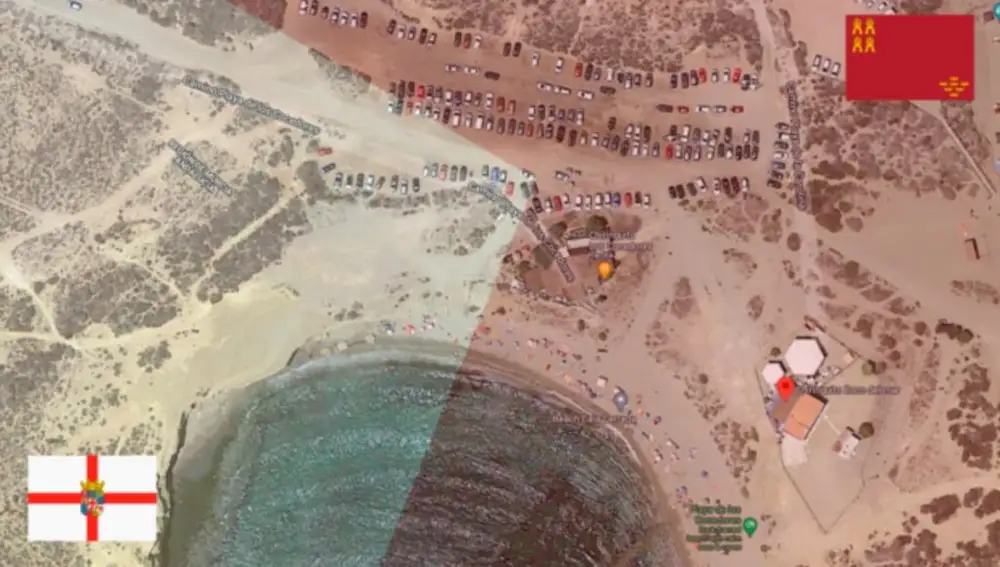 Imagen cartográfica de la división de la playa