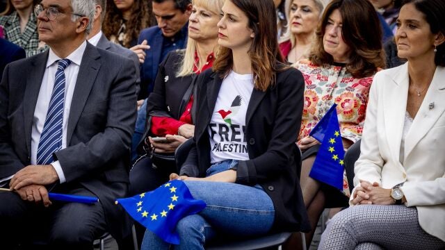 Rita Maestre, esta mañana, en el acto del Día de Europa celebrado en la Plaza de la Villa