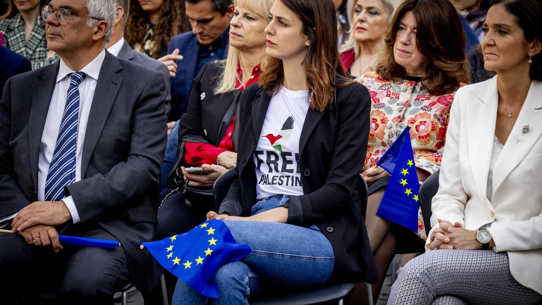 Rita Maestre, esta mañana, en el acto del Día de Europa celebrado en la Plaza de la Villa