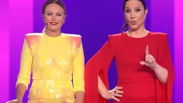 Malin Akerman y Petra Mede, presentadora de Eurovisión 2024