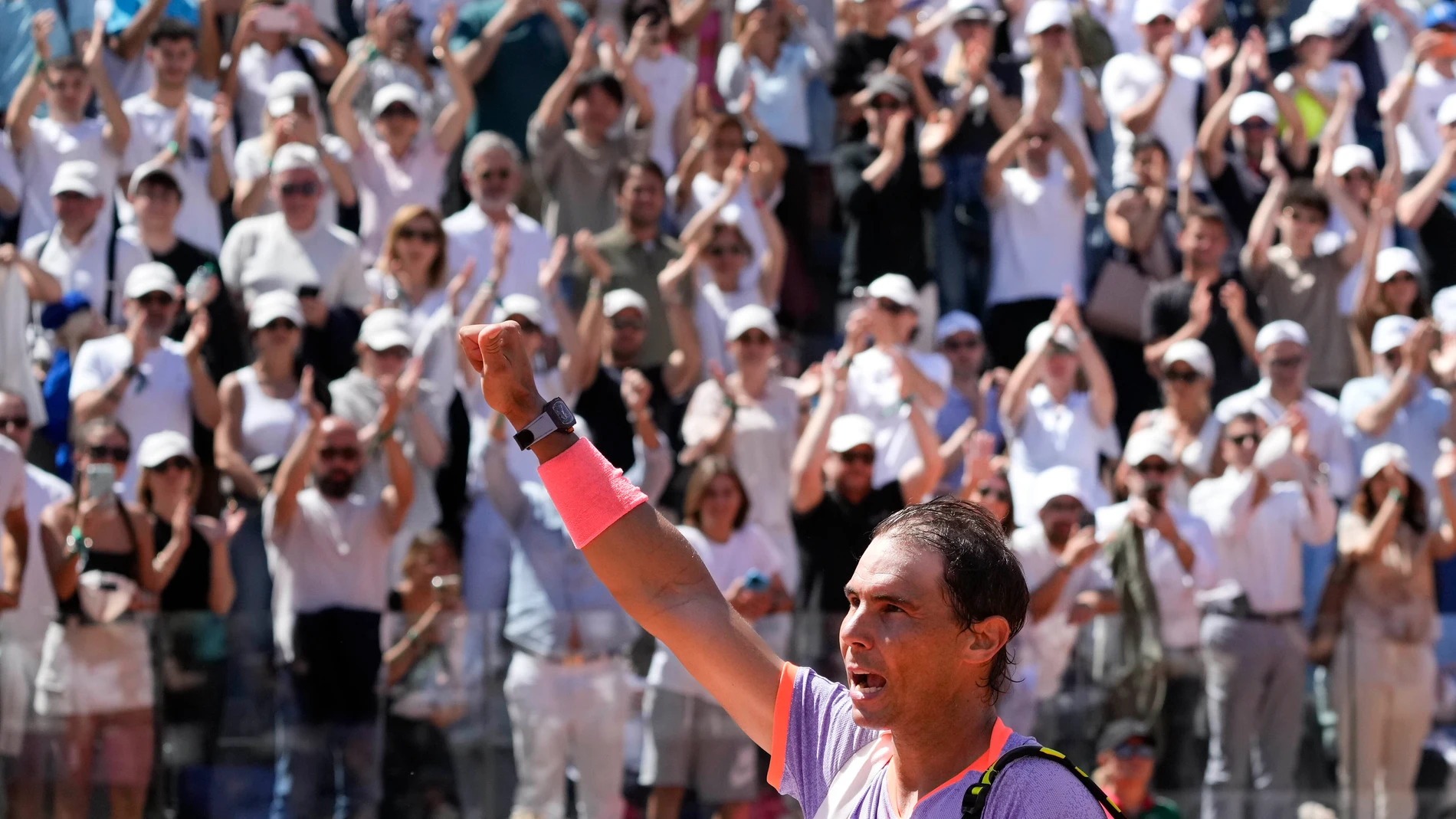 Rafael Nadal, of Spain, leaves after loosing his match against Hubert Hurkacz, of Poland, at the Italian Open tennis tournament in Rome, Saturday, May 11, 2024.(AP Photo/Gregorio Borgia)