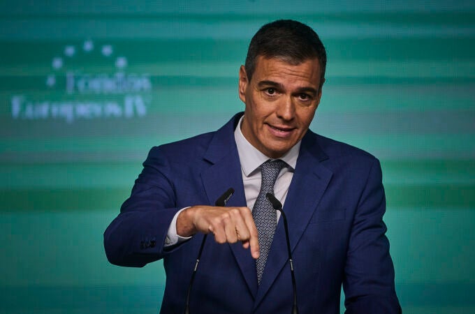 El presidente del Gobierno, Pedro Sánchez, en la IV edición del foro 'Fondos Europeos: Innovación para un crecimiento sostenible', que organiza elDiario.es, en el auditorio de El Beatriz, en Madrid. 