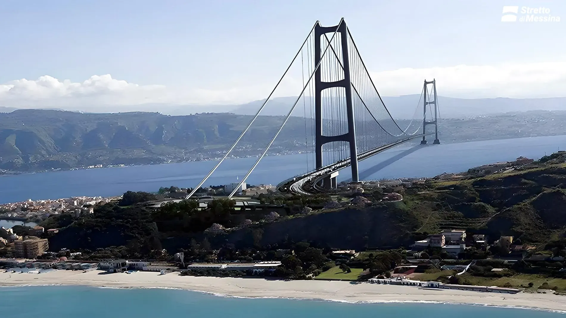 Recreación del puente sobre el Estrecho de Mesina