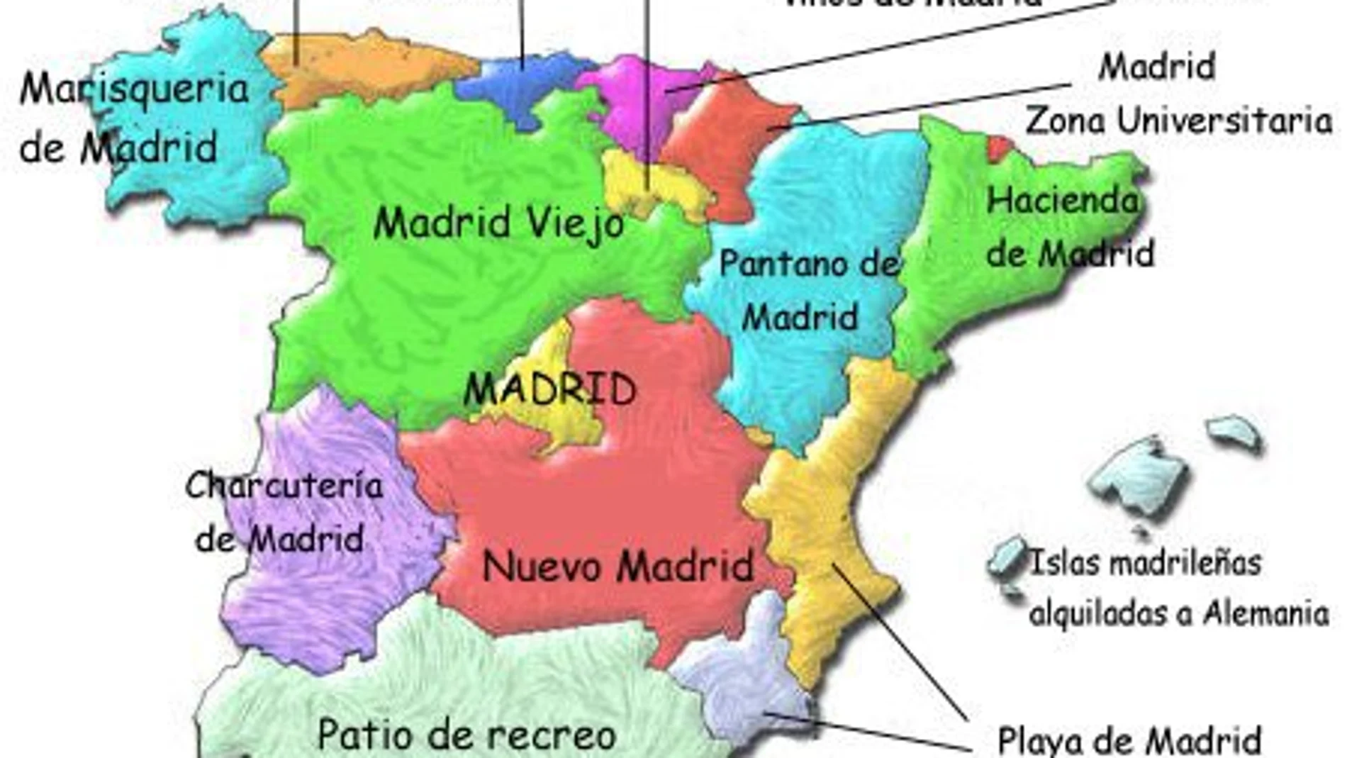Un mapa de humor publicado en redes sociales refleja cómo sería España si todas las provincias fueran de la Comunidad de Madrid