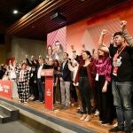 Imagen del nuevo coordinador federal, Antonio Maíllo, y miembros de la Coordinadora Federal en el cierre de la asamblea federal de la formación.
