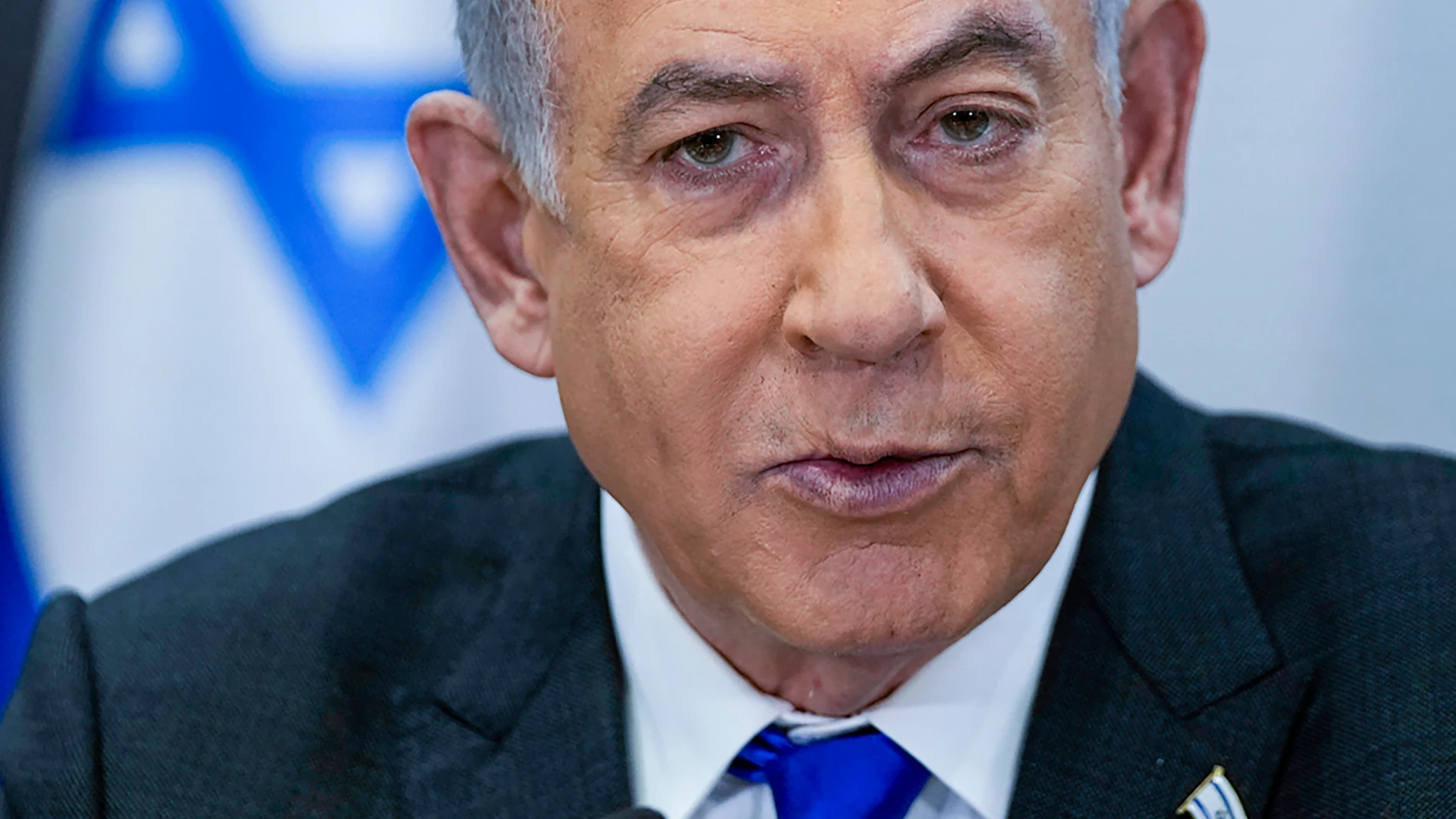 FILE - Israeli Prime Minister Benjamin Netanyahu chairs a cabinet meeting at the Kirya military base, which houses the Israeli Ministry of Defense, in Tel Aviv, Israel, on Dec. 24, 2023. The chief prosecutor of the International Criminal Court said Monday, May 20, 2024 he is seeking arrest warrants for Israeli and Hamas leaders, including Israeli Prime Minister Benjamin Netanyahu, in connection with their actions during the seven-month war between Israel and Hamas. (AP Photo/Ohad Zwigenberg, ...