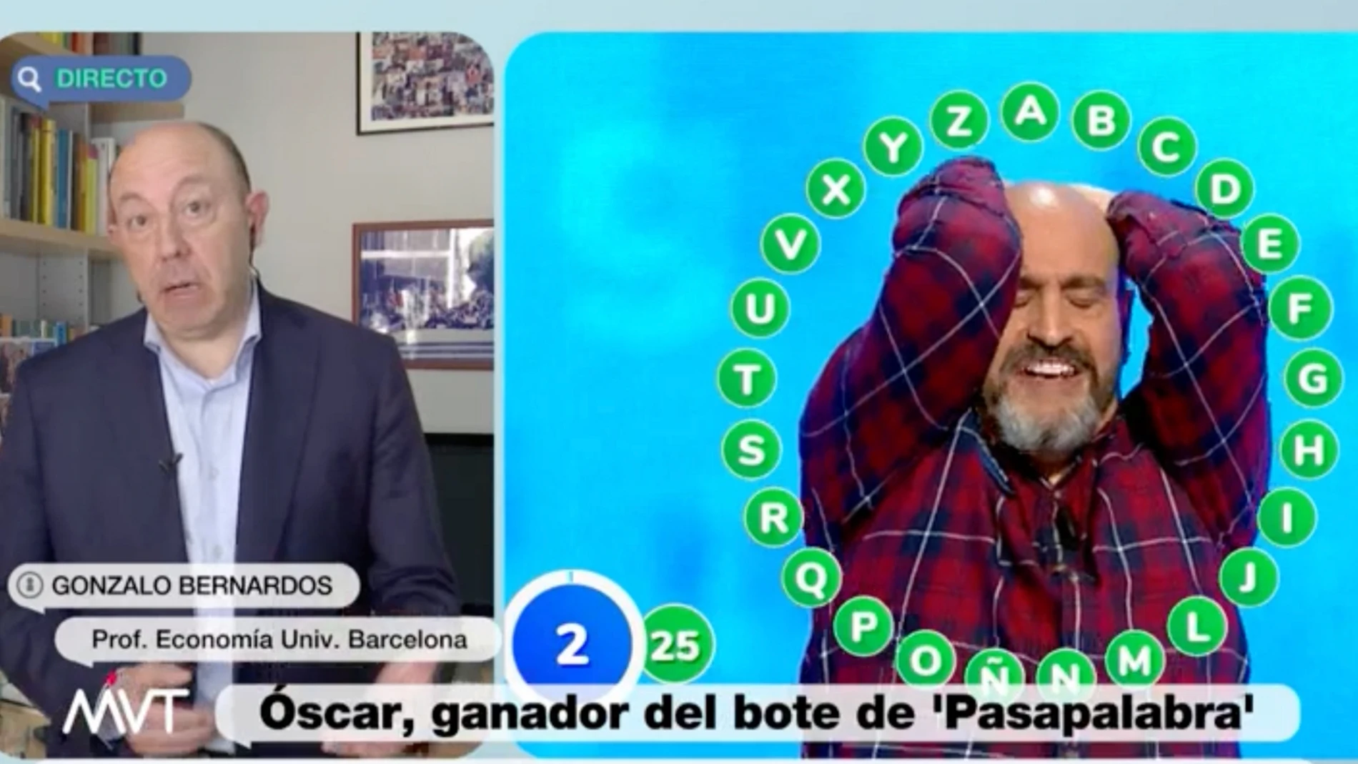 Gonzalo Bernardos en 'Mas Vale Tarde' y Óscar Díaz, ganador del rosco de 'Pasapalabra'