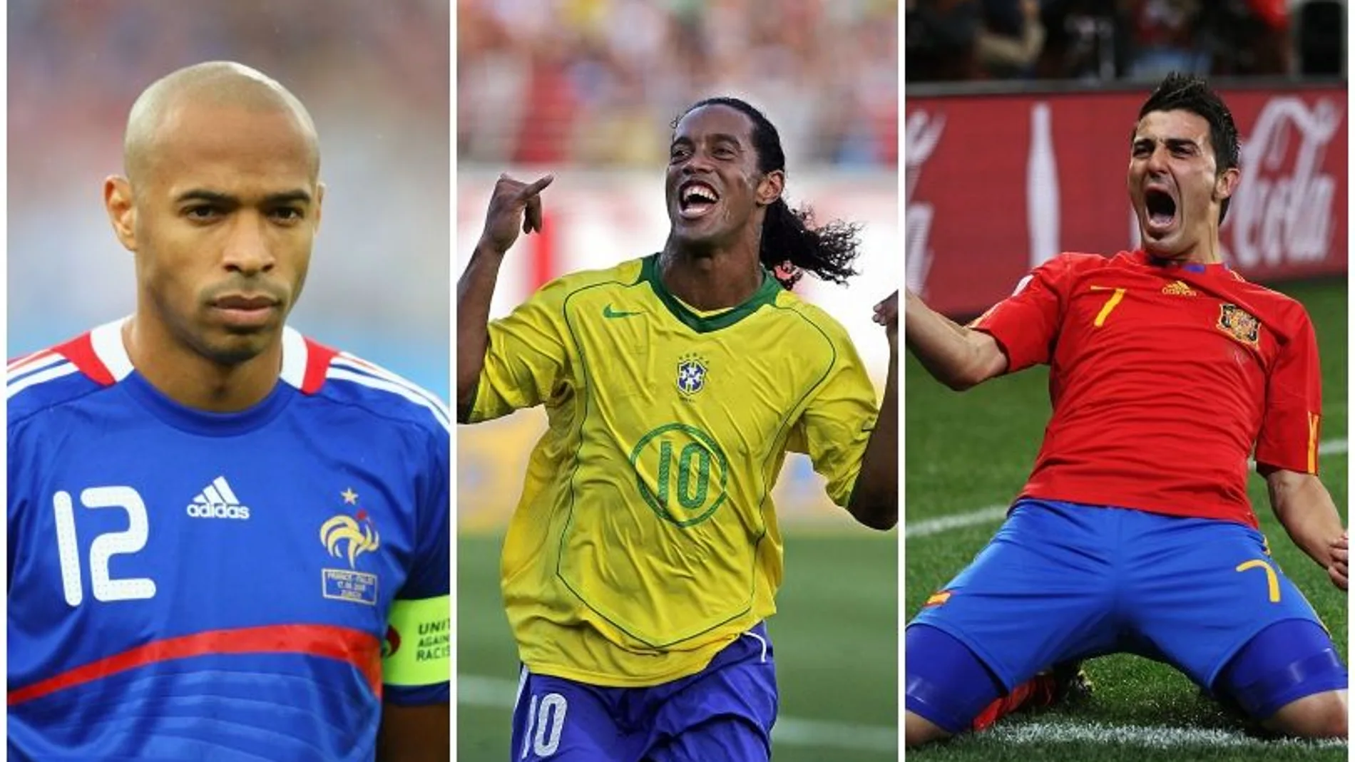 Henry, Ronaldinho y Villa con sus selecciones