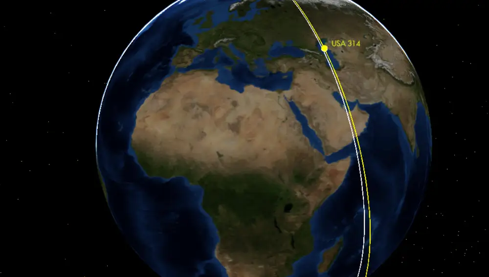 Mapa que muestra al satélite ruso y al estadounidense.