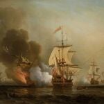 El pintor británico Samuel Scott recreó al óleo la inmensidad del galeón San José, en un cuadro pintado ya en 1772 y que ahora cuelga del Museo Marítimo Nacional de Londres