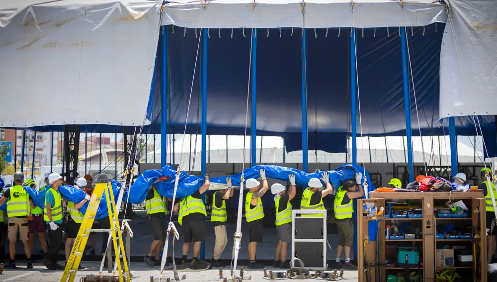 Preparativos espectáculo del Cirque Du Soleil