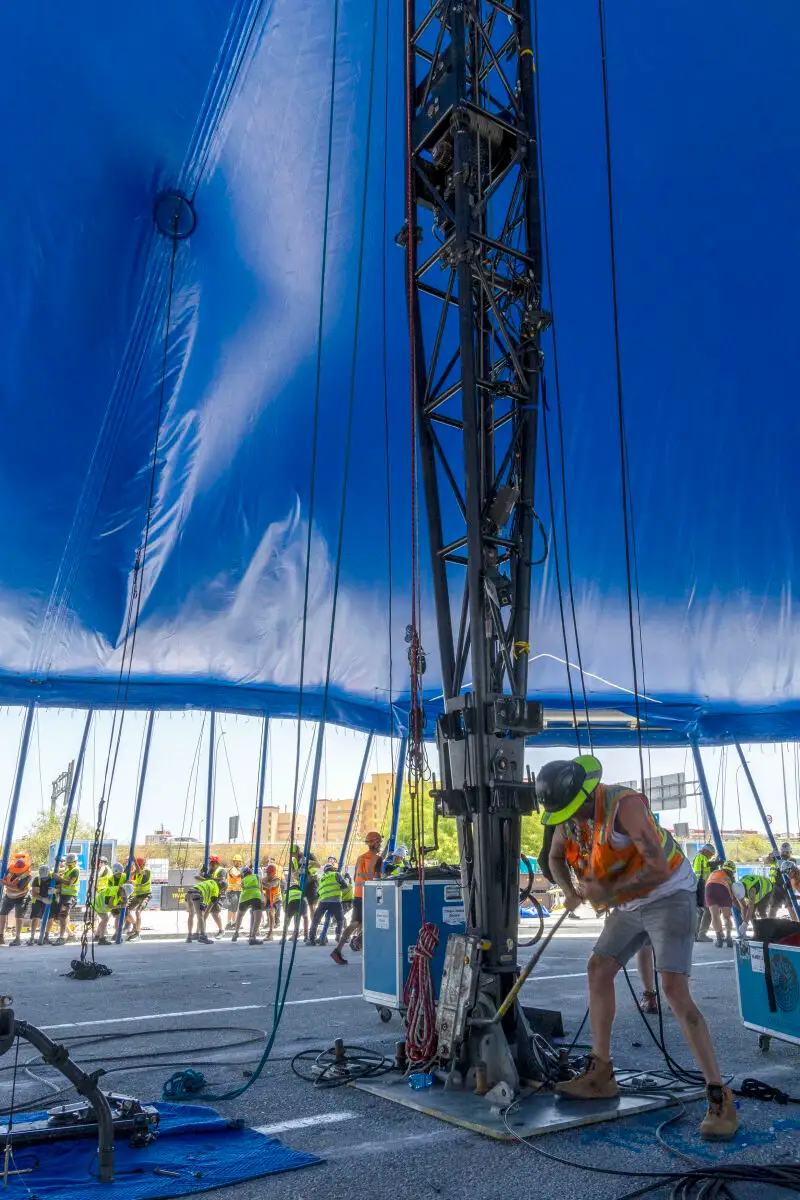 Preparativos espectáculo del Cirque Du Soleil