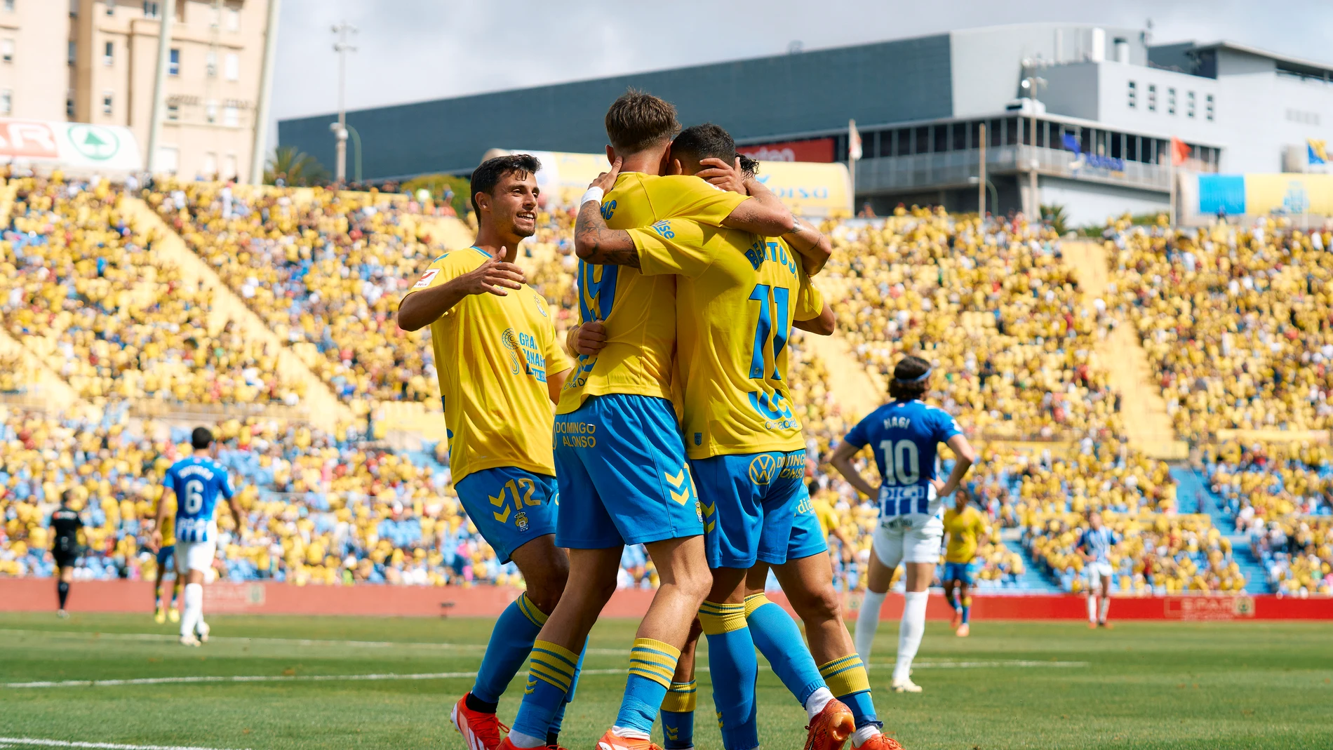 Marc Cardona of UD Las Palmas celebrates his goal during the Spanish league, La Liga EA Sports, football match played between UD Las Palmas and Deportivo Alaves at Estadio Gran Canaria on May 26, 2024, in Las Palmas de Gran Canaria, Spain. AFP7 26/05/2024 ONLY FOR USE IN SPAIN