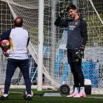 Courtois, en un entrenamiento del Real Madrid