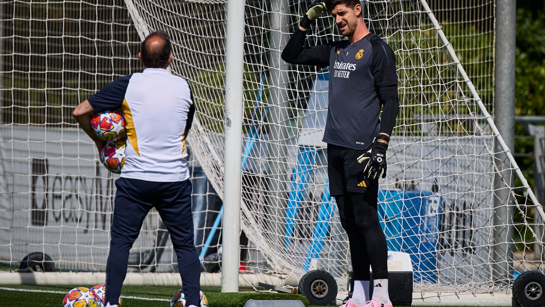 Courtois, en un entrenamiento del Real Madrid