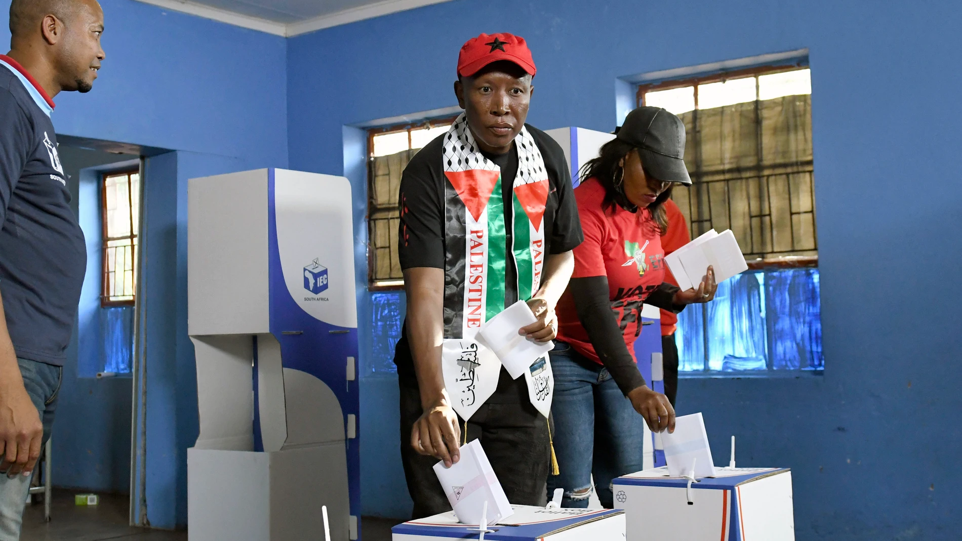 Opposition Economic Freedom Fighters (EFF) leader Julius Malema, casts his vote at a polling station in Polokwane, South Africa, Wednesday, May 29, 2024. South Africans have begun voting in an election seen as their country's most important in 30 years, and one that could put their young democracy in unknown territory. (AP Photo)