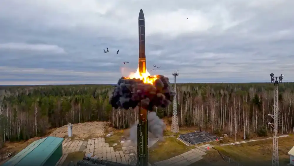Test de un misil balístico intercontinental RS-24 Yars durante unos ensayos de un ataque nuclear ruso en el año 2022