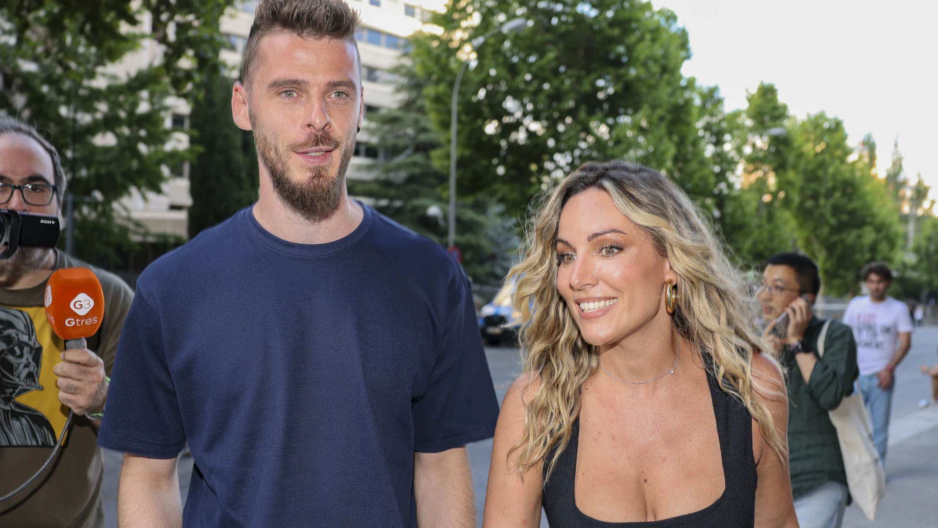 Edurne y De Gea llegando al Bernabéu.