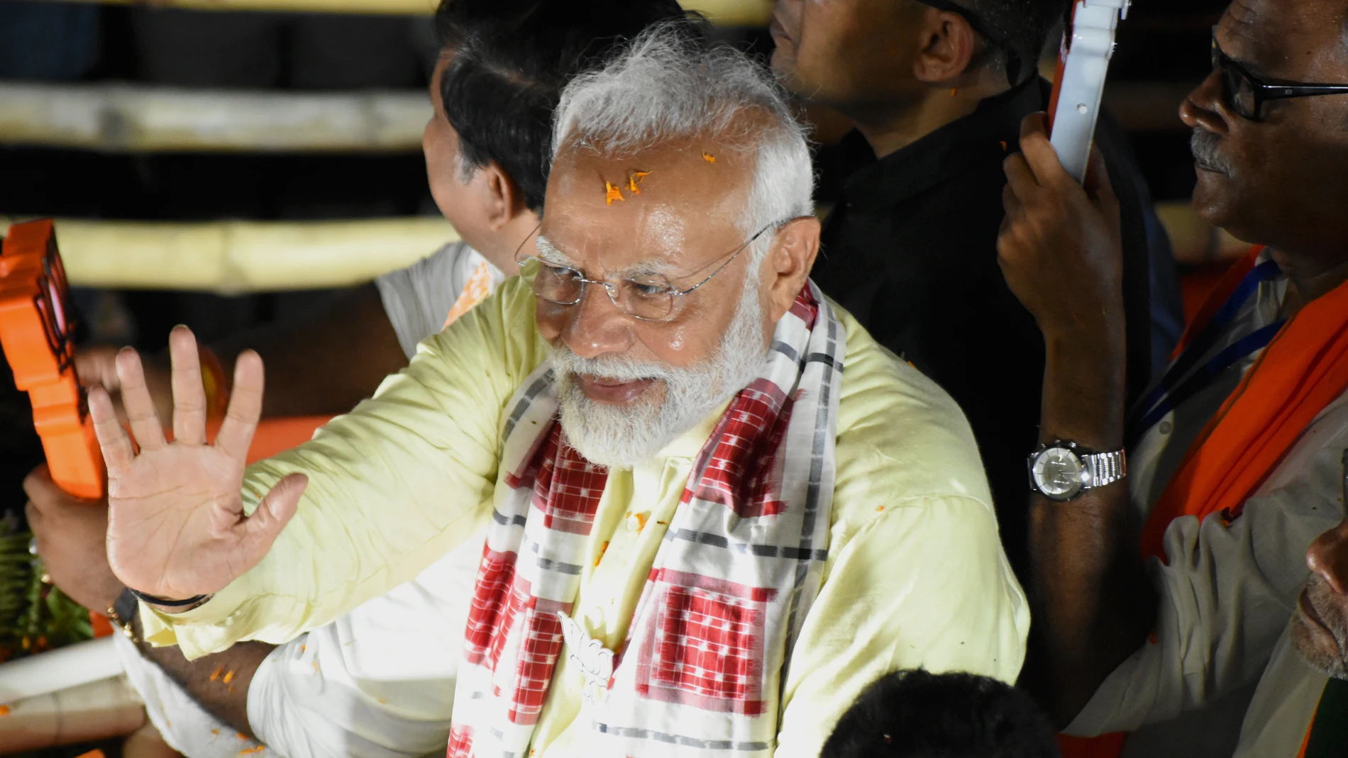 May 28, 2024, Kolkata, West Bengal, India: Prime Minister Narendra Modi held a road show in Kolkata ahead of the last round of Lok Sabha polls. Narendra Modi is the first Prime Minister to come to Kolkata to campaign and participate in a road show. 28/05/2024