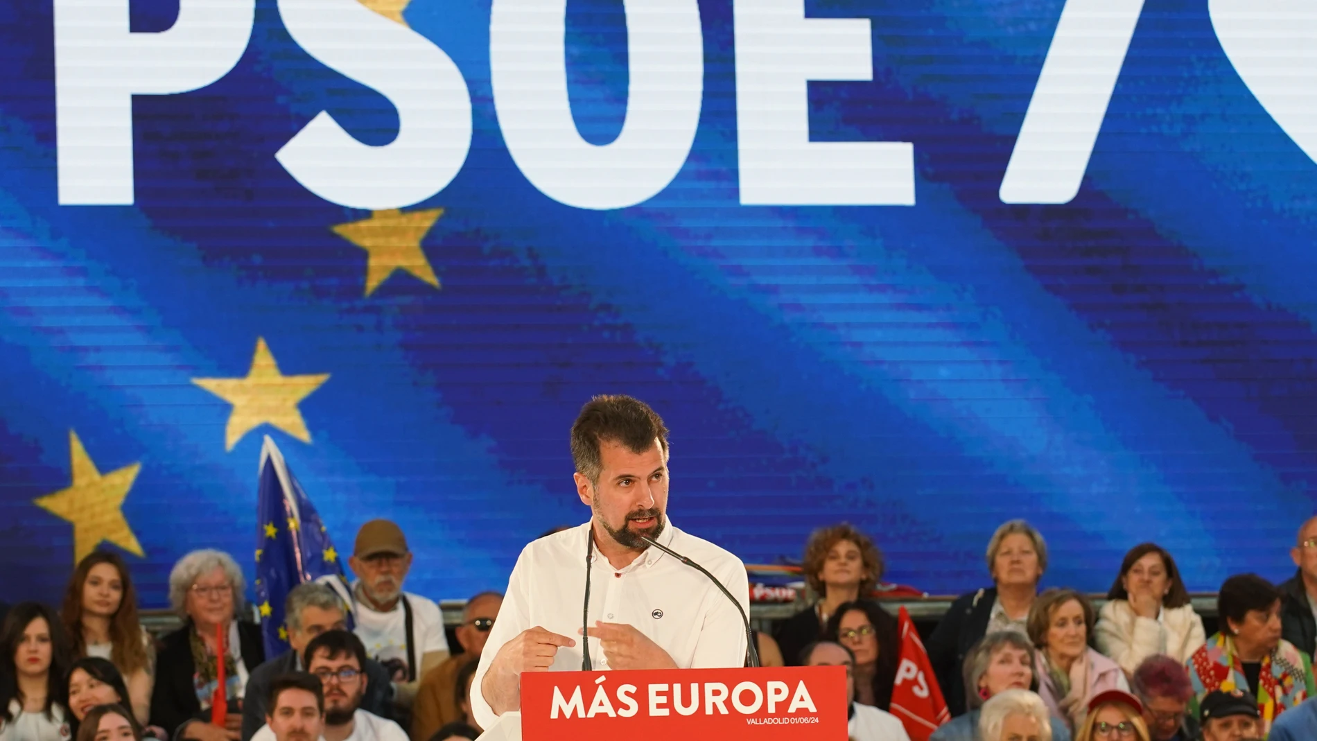 Luis Tudanca durante una intervención de su partido