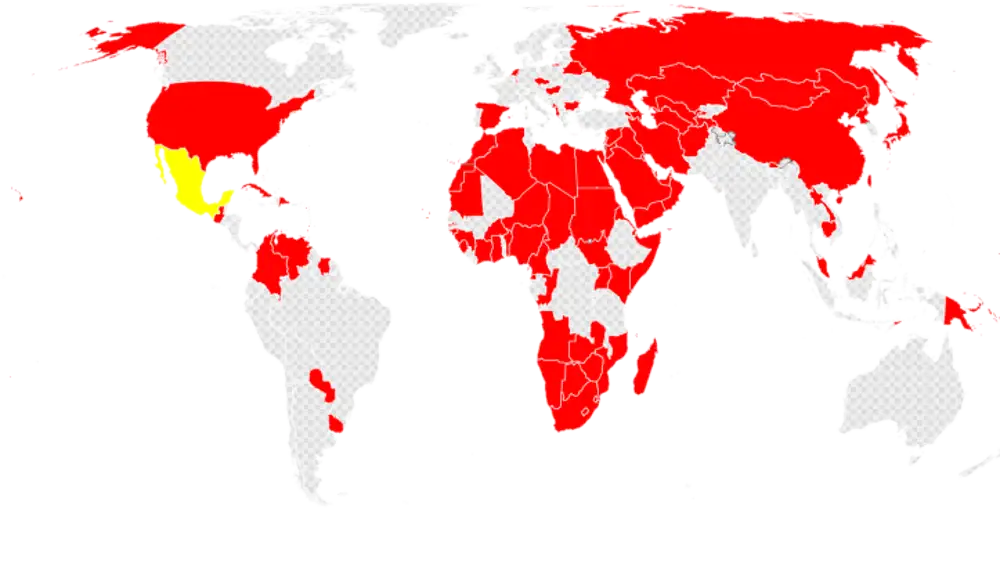 Mapa con los países que nunca fueron gobernados por una mujer