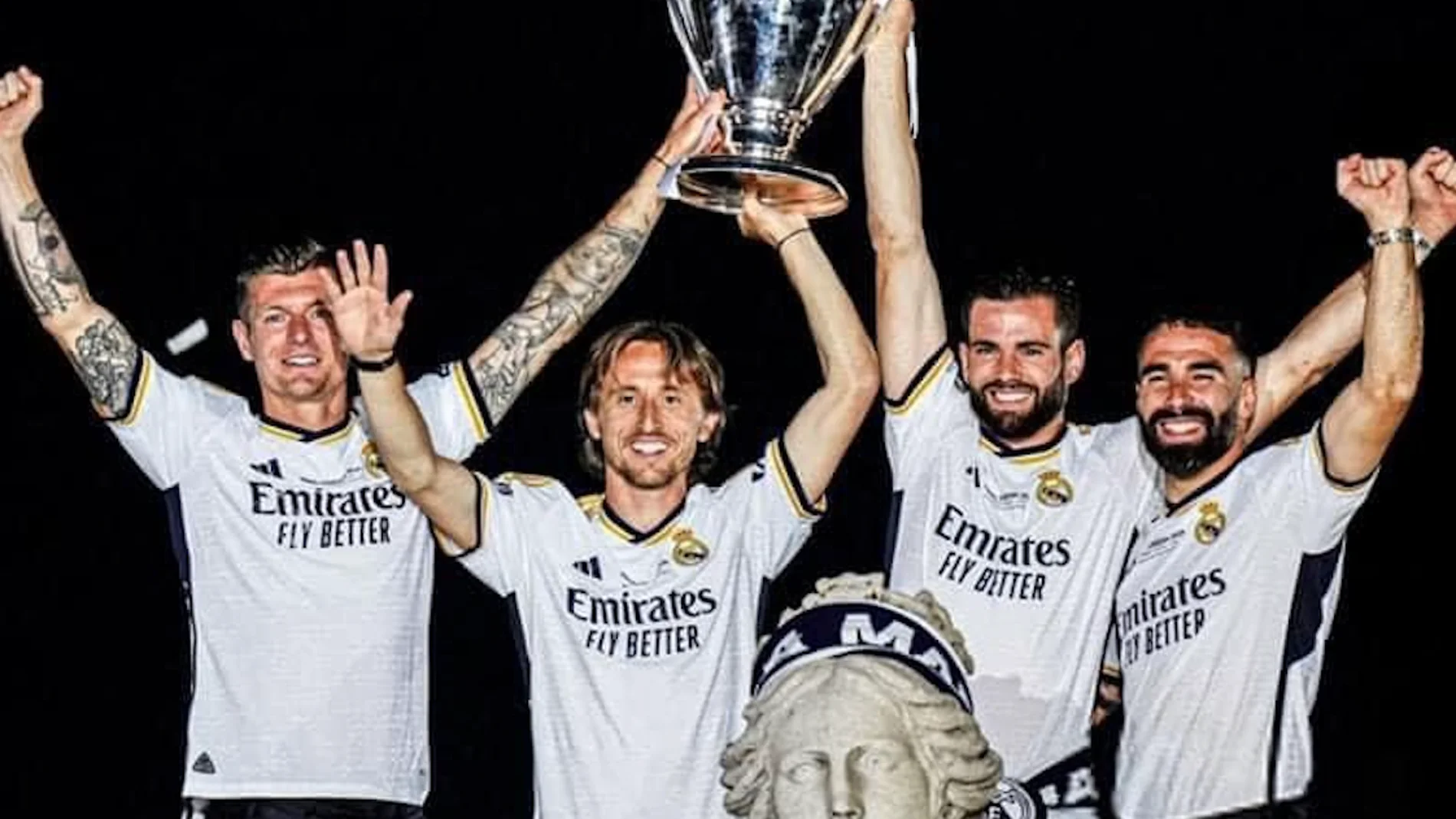 Kroos, Modrić, Nacho y Carvajal en Cibeles