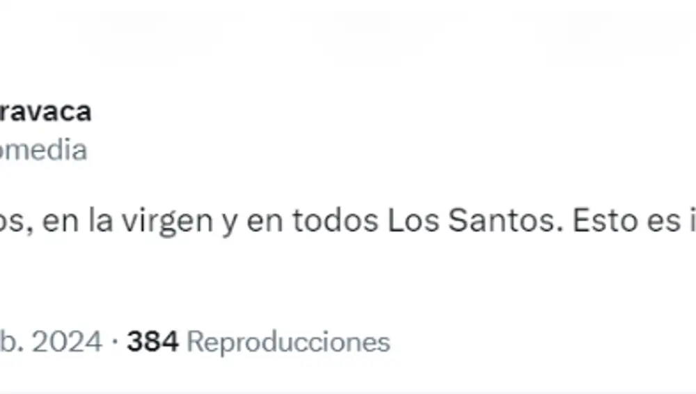 Publicación de Jaime Caravaca en la red social X.