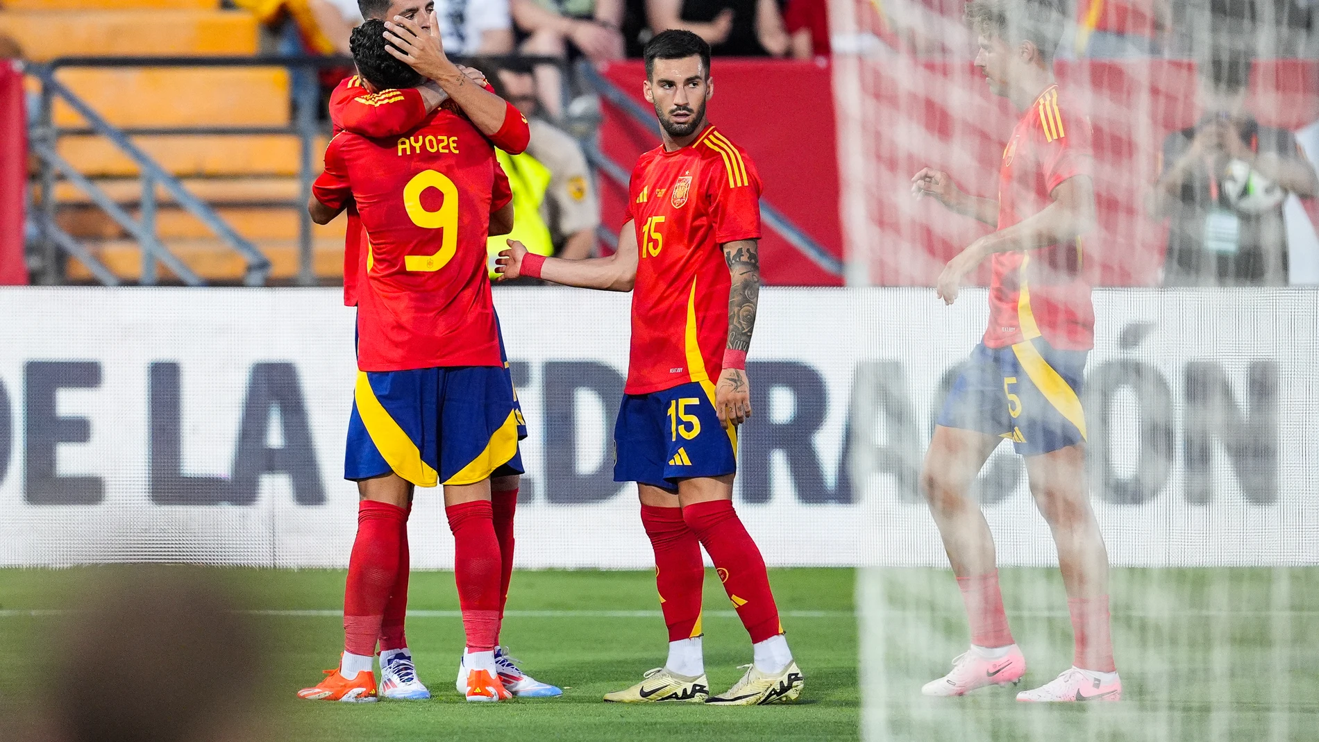 Ayoze Perez of Spain celebrates a goal during International Friendly football match played between Spain and Andorra at Nuevo Viveros stadium on June 5, 2024, in Badajoz, Spain. AFP7 05/06/2024 ONLY FOR USE IN SPAIN