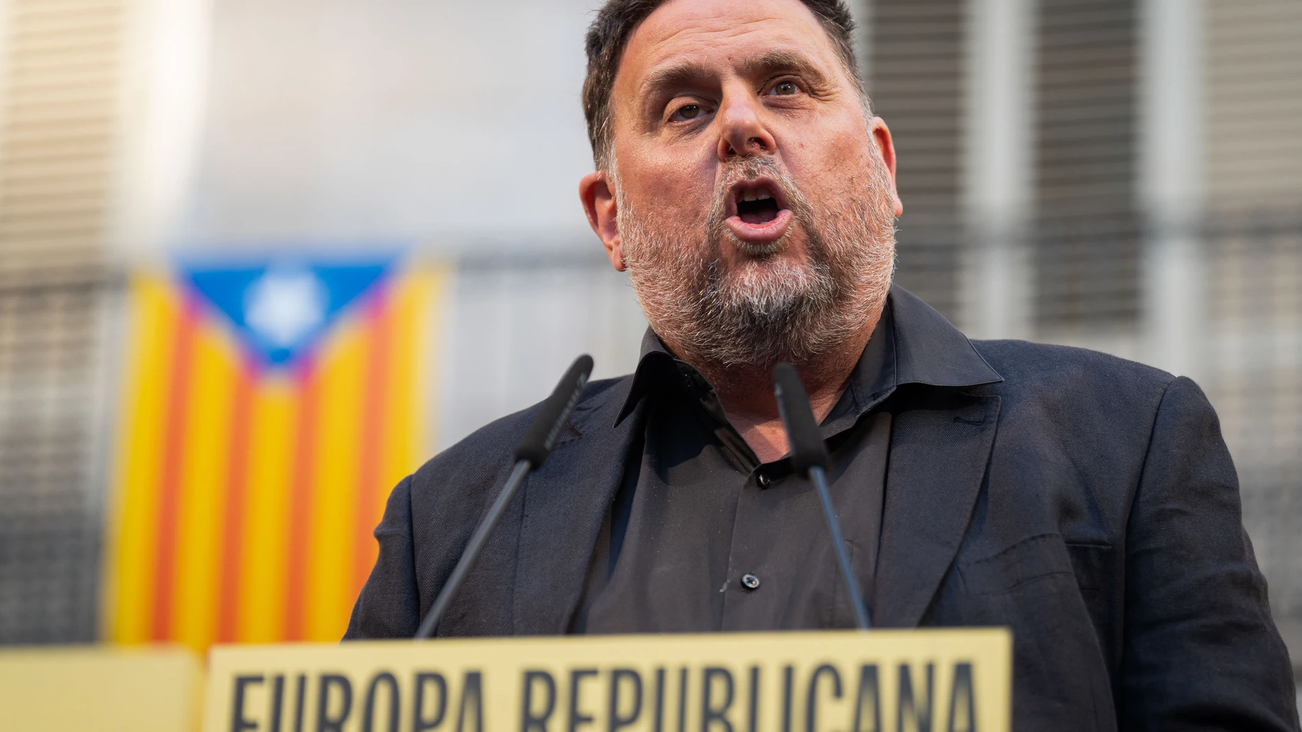 GIRONA, 06/06/2024.- El presidente de Esquerra, Oriol Junqueras, participa este jueves en un acto electoral de ERC en Girona. EFE/ David Borrat