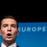 France's National Rally leader Bardella addresses supporters after the European elections
