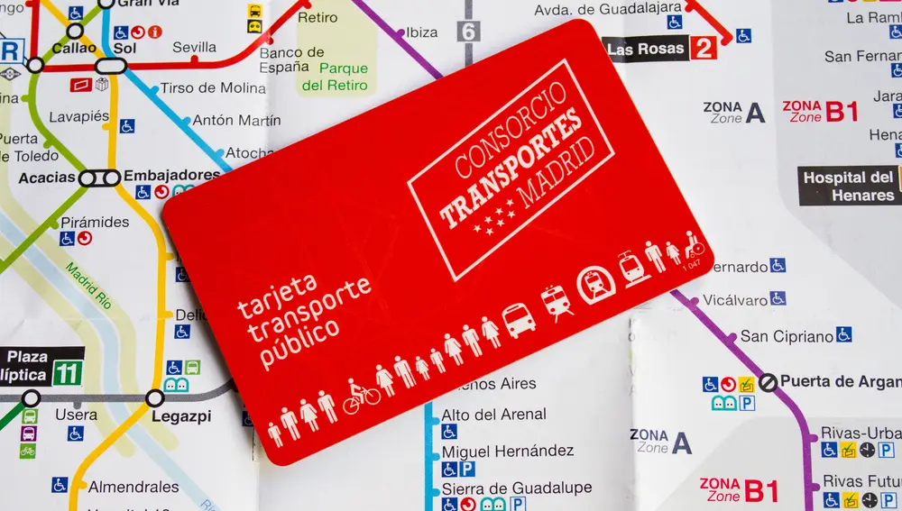 La tarjeta de transporte público sirve como abono para bus, Cercanías o Metro de Madrid