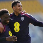 Bellingham y Saka, en un entrenamiento de Inglaterra