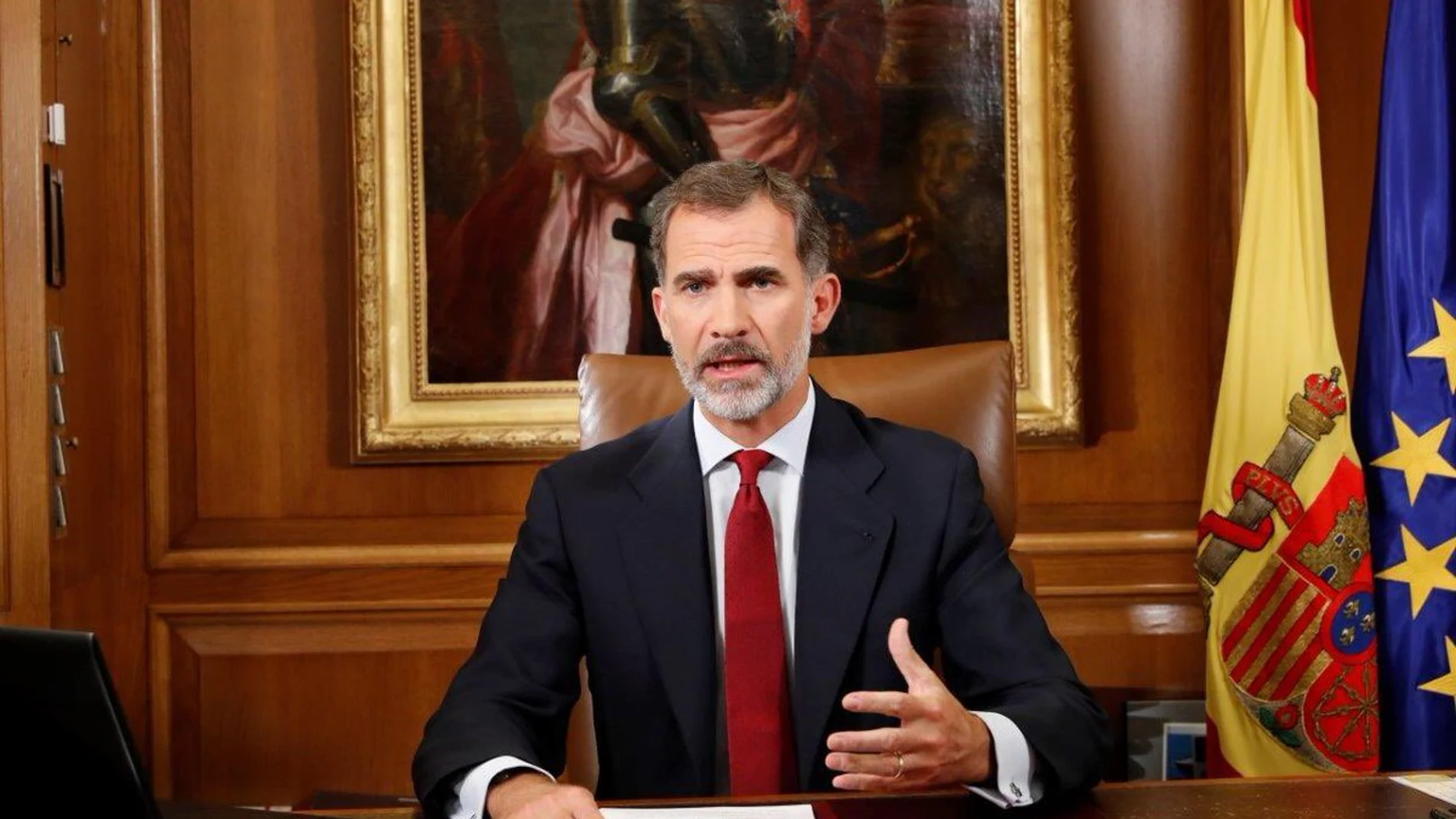 El Rey Felipe VI dirige un mensaje a los españoles dos días después del referéndum ilegal organizado por la Generalitat sobre la independencia de Cataluña.