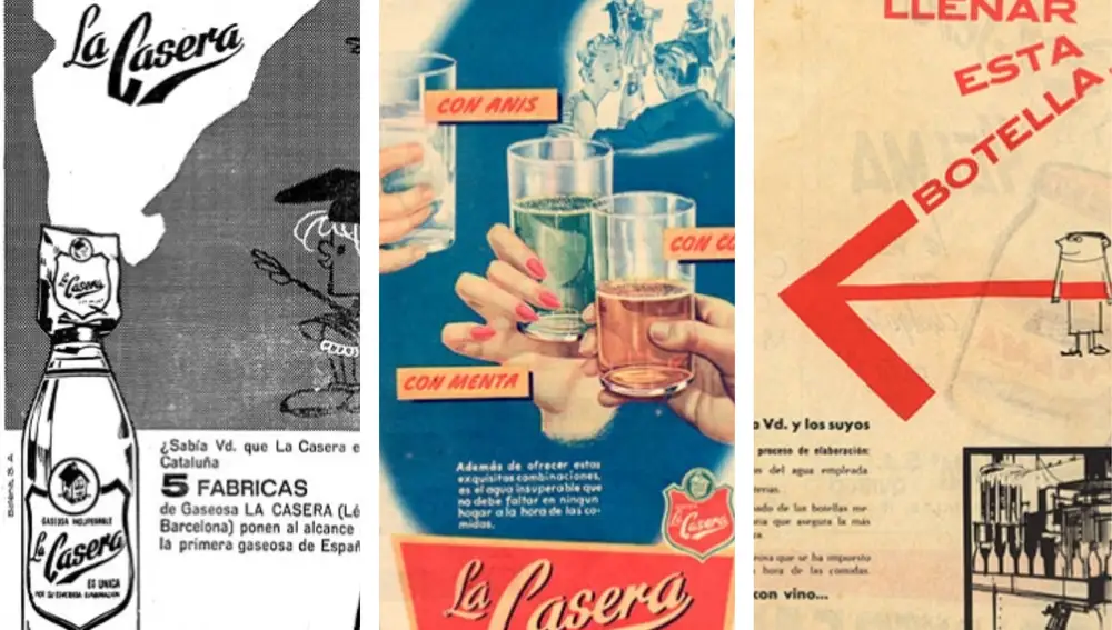 Varios carteles publicitarios antiguos de la marca 'La Casera'