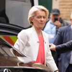 Ursula von der Leyen a su llegada el lunes a la reunión del PPE en Bruselas