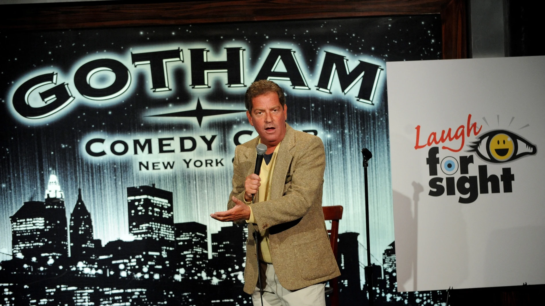 Comedian Hiram Kasten performs onstage during the 8th Annual Laugh For Sight All-Star Comedy Benefit at Gotham Comedy Club on October 28, 2013 in New York City.