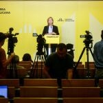 La portavoz de ERC, Raquel Sans, en una rueda de prensa desde la sede del partido, a 17 de junio de 2024
