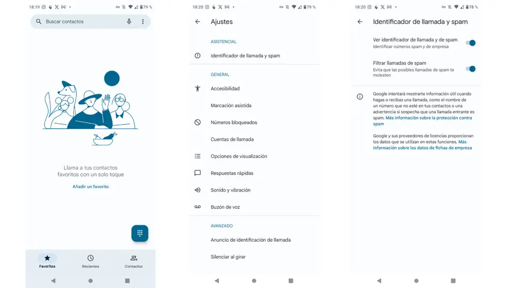 Pasos para activar el filtro de llamadas spam en Android.