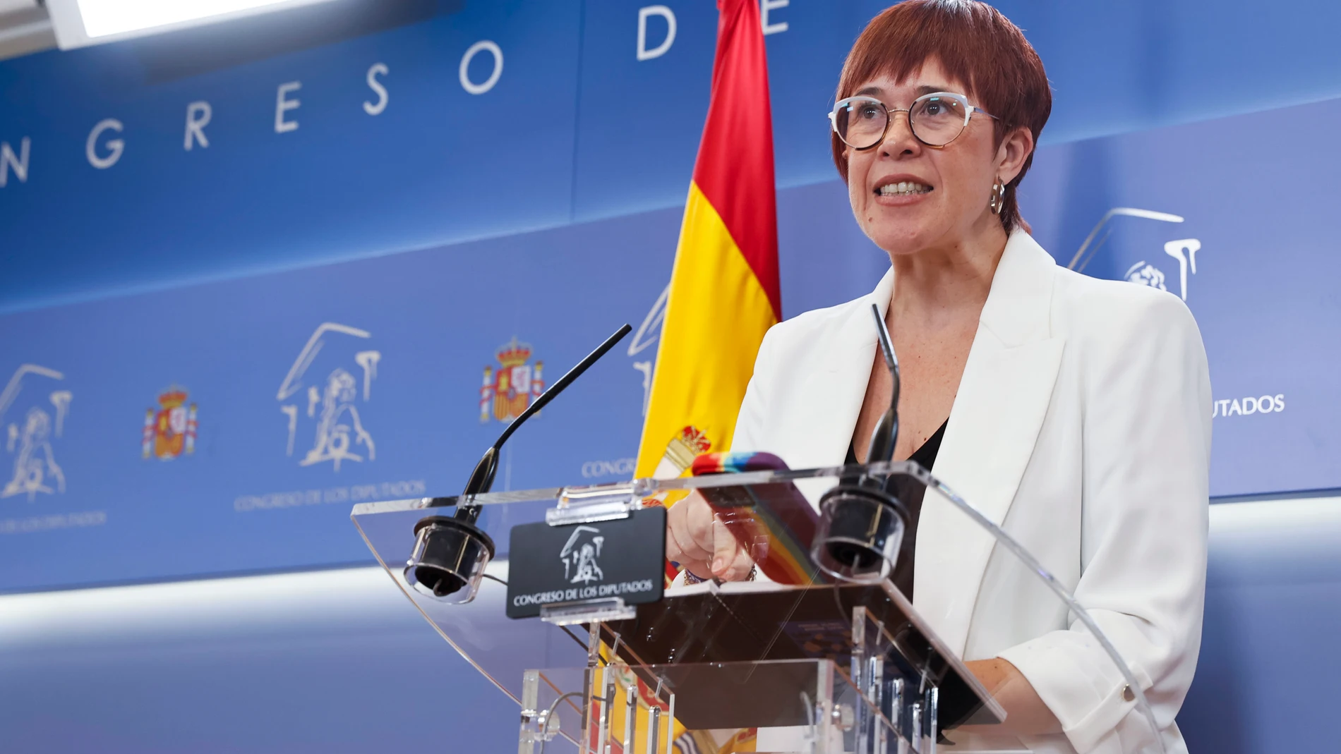 MADRID, 18/06/2024.- La diputada de Sumar Águeda Micó ofrece una rueda de prensa en el Congreso de los Diputados en Madrid, este martes, en Madrid. EFE/ Fernando Alvarado