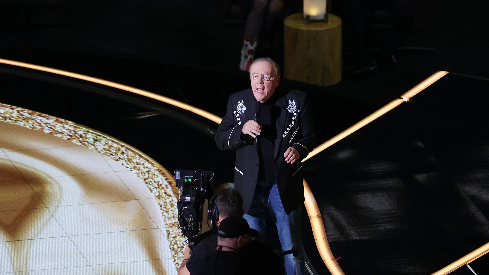 LAS VEGAS, NEVADA - MARCH 07: James Patterson speaks onstage during the 57th Academy of Country Music Awards at Allegiant Stadium on March 07, 2022 in Las Vegas, Nevada. Ethan Miller/Getty Images/AFP (Photo by Ethan Miller / GETTY IMAGES NORTH AMERICA / Getty Images via AFP)