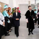 La consejera de Educación, Rocío Lucas, junto a David García, antes de su la toma de posesión de este último como rector de la UEMC