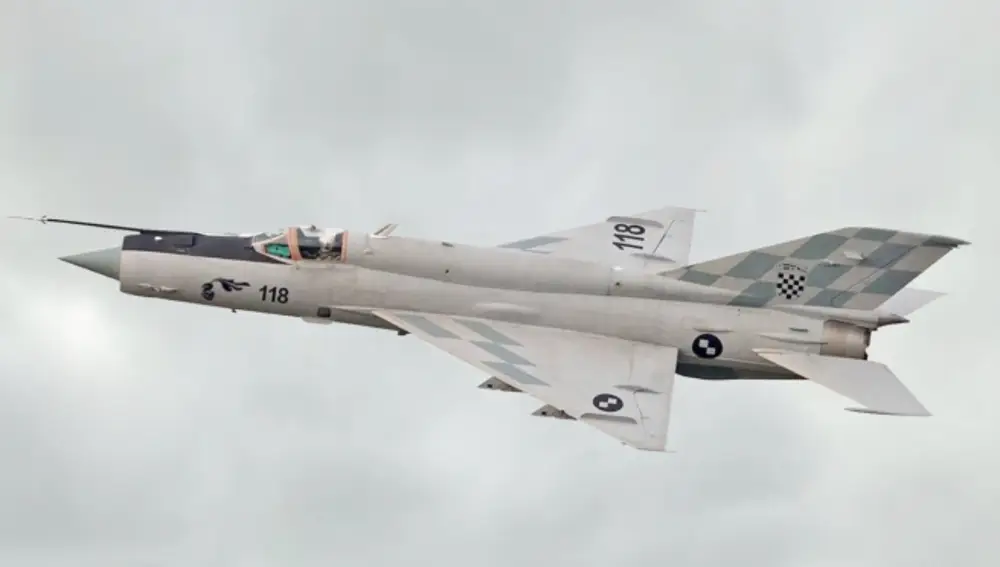Caza MiG-21 perteneciente al Ejército de Croacia.