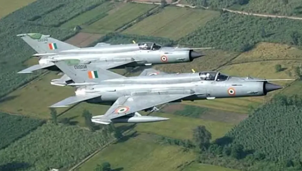 Dos MiG-21 de la Fuerza Aérea India.