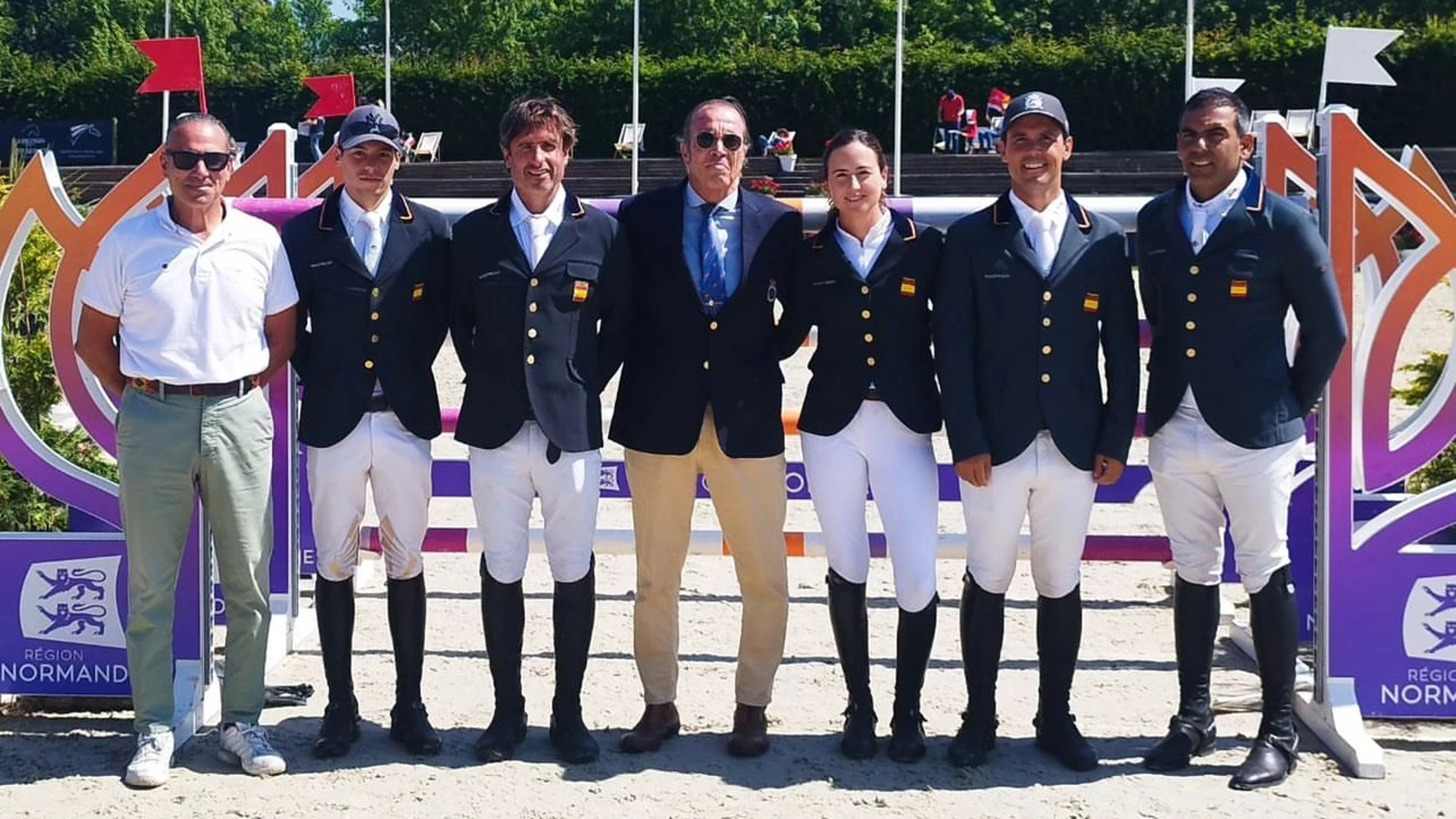 Equipo español en Deauville, donde ganaron la Copa de Naciones en junio de 2024. Capitaneados por Alberto Honrubia y Carolo López Quesada