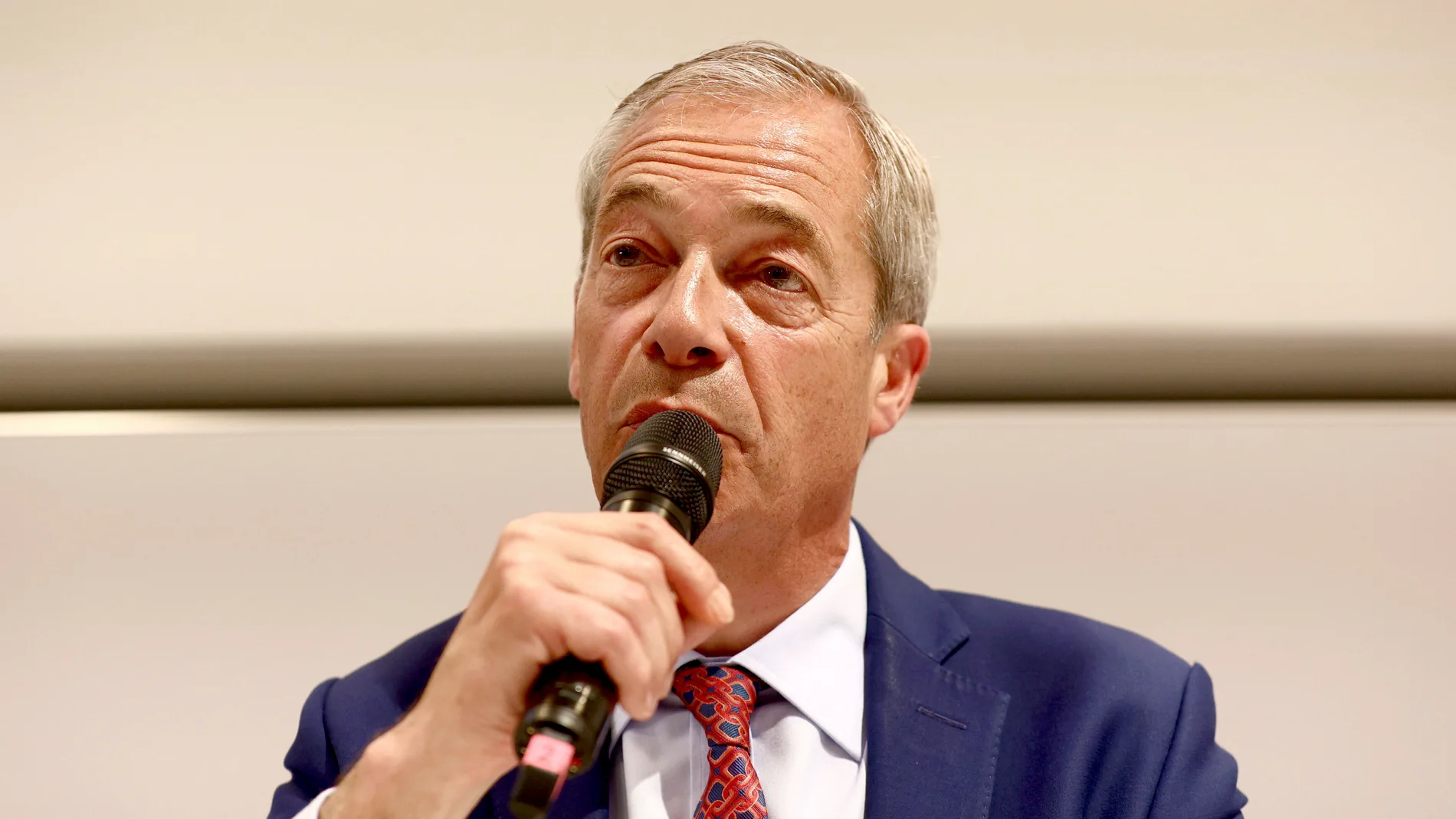 Reform UK leader and MP for Clacton, Nigel Farage, speaks during a press conference in Westminster, central London, Friday July 5, 2024. (Tejas Sandhu/PA via AP)
