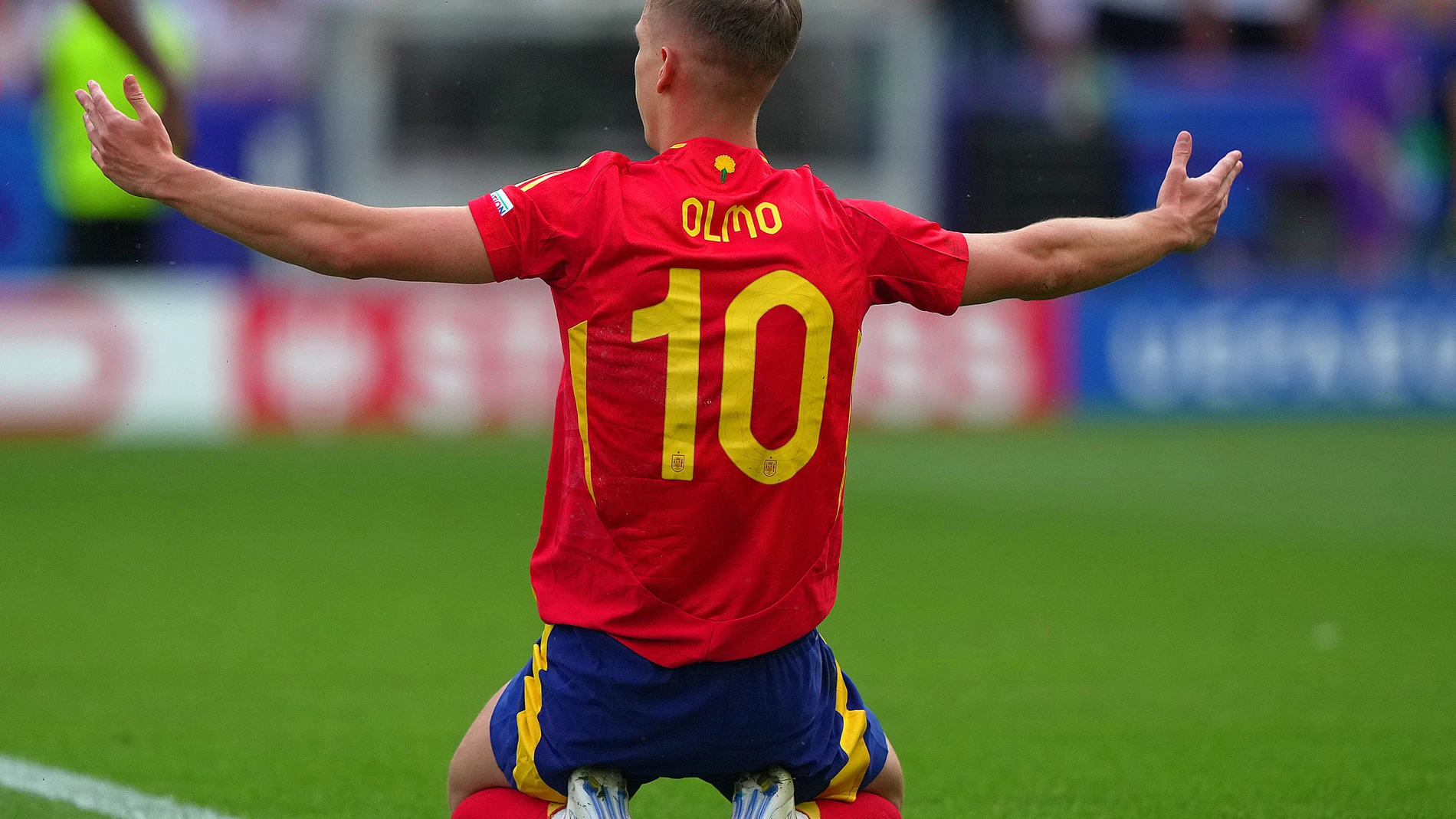 July 5, 2024, Stuttgart, Germany, Germany: Spain's Dani Olmo during the Euro 2024 soccer match between Spain and Germany at the Stuttgart Arena , Stuttgart , Germany - Friday 05 july 2024. Sport - Soccer . (Photo by Spada/LaPresse),Image: 887523654, License: Rights-managed, Restrictions: * Bulgaria, Croatia, Czech Republic, France, Hungary, Italy, Romania, Slovak Republic, Serbia and Slovenia Rights Out *, Model Release: no, Credit line: Spada / Zuma Press / ContactoPhoto Editorial licence...