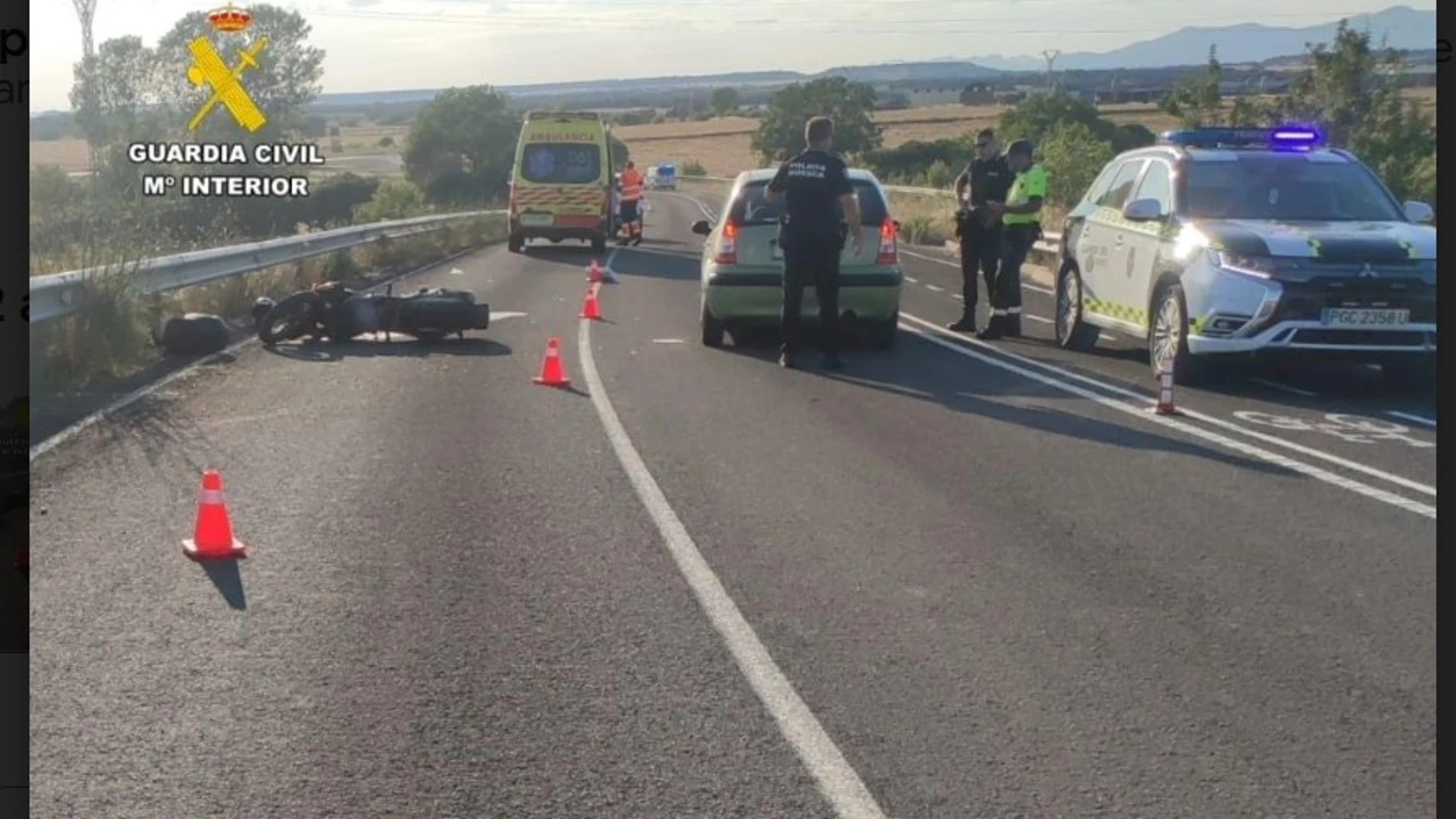 Lugar del accidente tras el choque de la moto