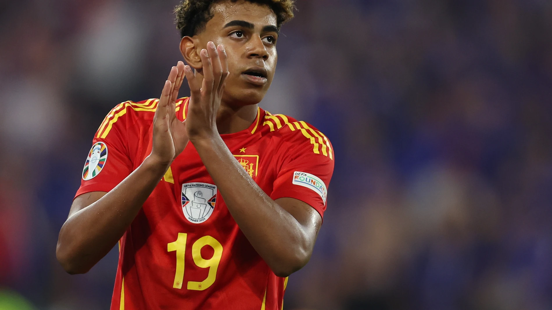 July 9, 2024, Munich: Munich, Germany, 9th July 2024. Lamine Yamal of Spain during the UEFA European Championships semi final match at Allianz Arena, Munich.,Image: 888610075, License: Rights-managed, Restrictions: * United Kingdom Rights OUT *, Model Release: no, Credit line: Paul Terry / Zuma Press / ContactoPhoto Editorial licence valid only for Spain and 3 MONTHS from the date of the image, then delete it from your archive. For non-editorial and non-licensed use, please contact EUROPA PRE...